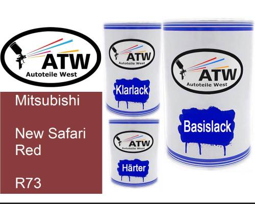 Mitsubishi, New Safari Red, R73: 500ml Lackdose + 500ml Klarlack + 250ml Härter - Set, von ATW Autoteile West.